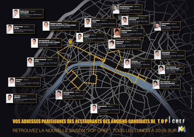 La carte des restaurants parisiens des anciens candidats de Top Chef