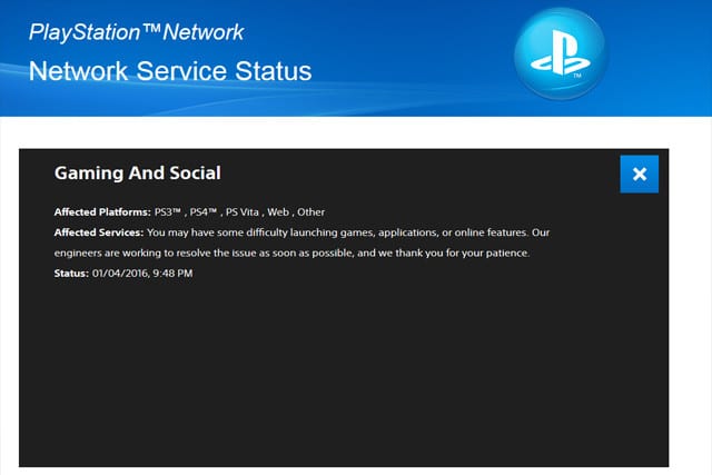 Capture Playstation Network / status.playstation.com