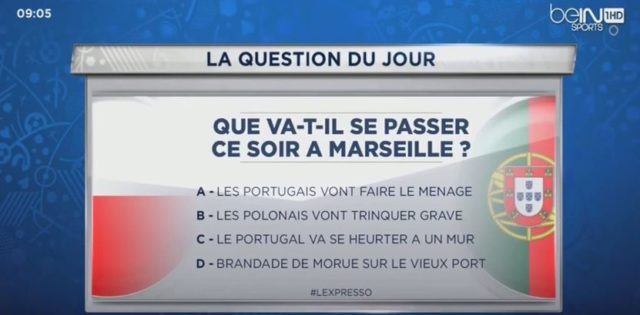 Une blague au sujet des Portugais qui passe mal sur BeIN Sports / Capture BeIN Sports