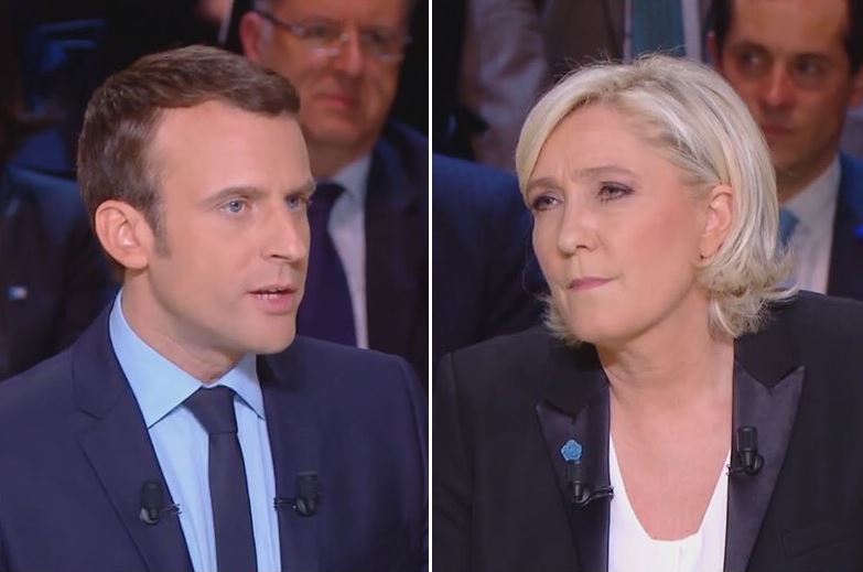 bébé réaction Marine Le Pen et Emmanuel Macron