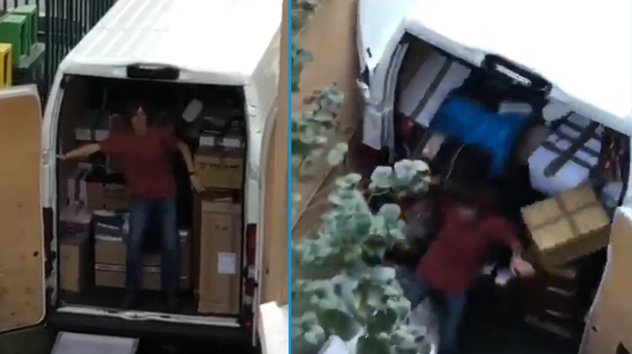  France. (Vidéo) Il oublie de mettre le frein à main de son camion de déménagement