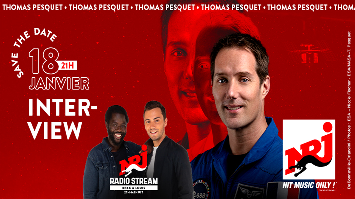  L’astronaute Thomas Pesquet sera en direct sur NRJ mardi 18 janvier pour répondre aux questions des auditeurs