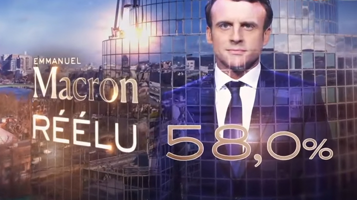  Emmanuel Macron réélu Président de la République avec 58 % des voix contre Marine le Pen à 41 %