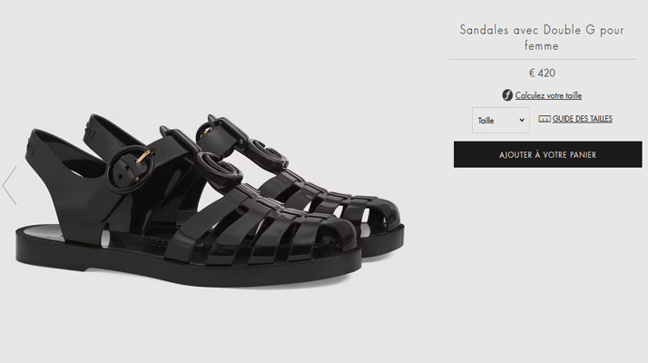  Gucci revisite la sandale méduse, modèle phare des années 90 pour 420 euros.