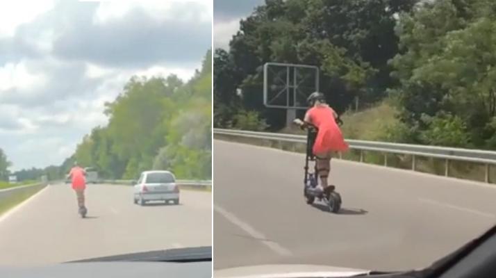  (Vidéo) Une femme en trottinette électrique filmée à plus de 100 km/h sur une autoroute
